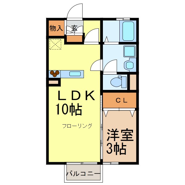 リビングタウン榎戸 A103号室 間取り