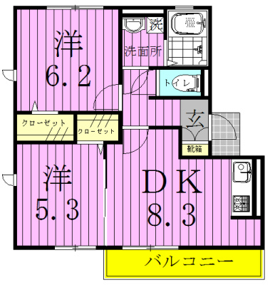 アルカンシェル 302号室 間取り