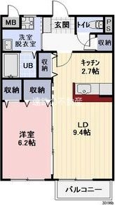 コスモ28 203号室 間取り