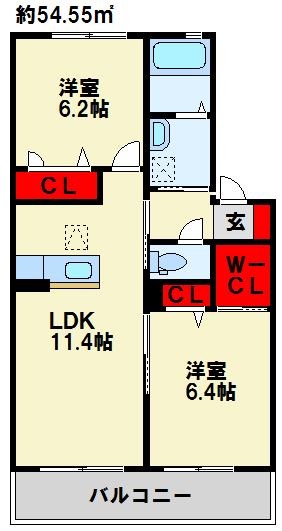 クラヴィエひびきの 間取り