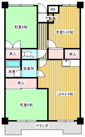 平和マンション 207号室 間取り