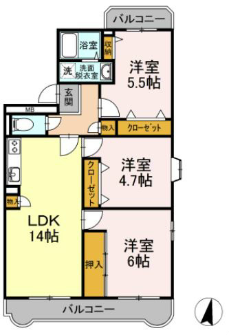 ハビテーションWADAⅢ 201号室 間取り