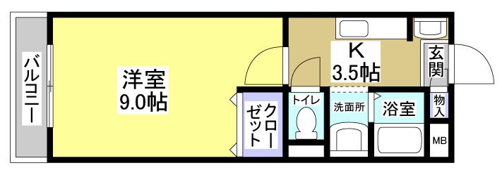 グランドソレーユ大瀬 104号室 間取り