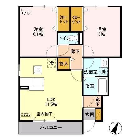 イーズフィールド A101号室 間取り