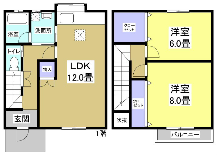 バンブーあすか(A・B) B号室 間取り