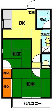 磯部アパート 201号室 間取り