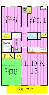 グランシャリオ双伸 305号室 間取り