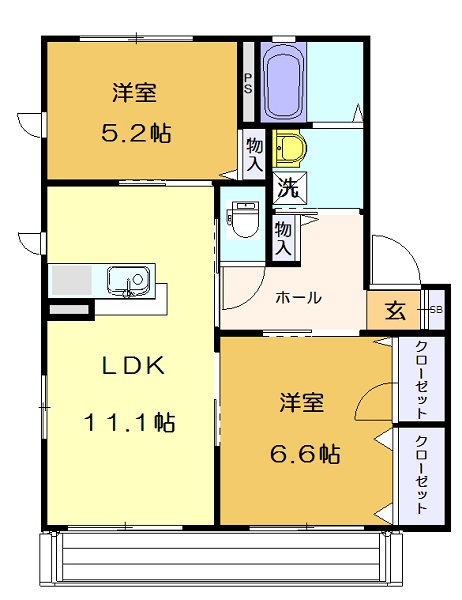 Y's　Two 201号室 間取り