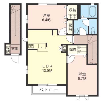 キャットスクエアD 202号室 間取り