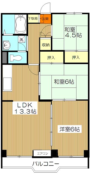 根岸ハイツ１号棟 703号室 間取り