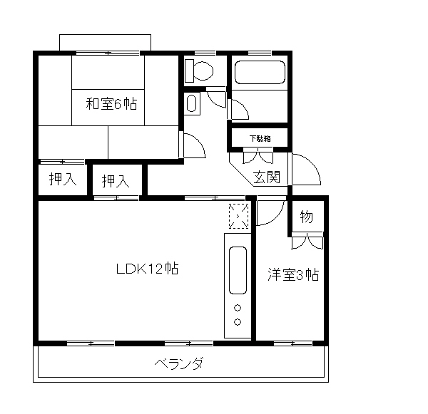 高洲2-7-3-108（マンスリーマンション） 間取り