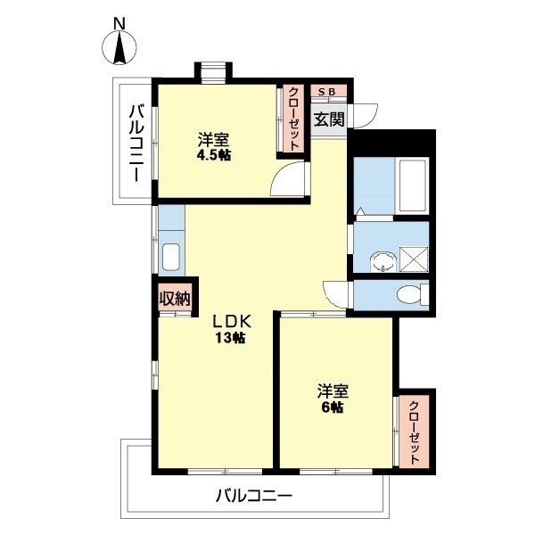 観音ハイツ 201号室 間取り