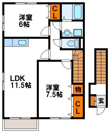 ヴィラージュ小竹 B201号室 間取り