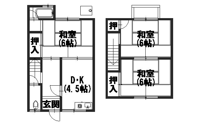 鶏冠井町堀ノ内貸家 間取り