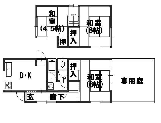 鶏冠井町上古短期貸家 間取り