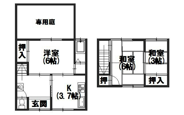 寺戸町山縄手貸家 間取り