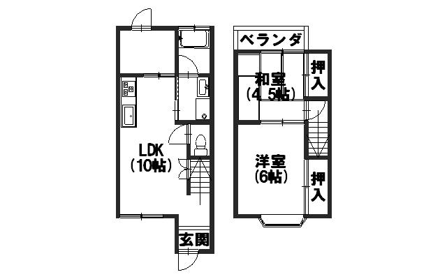寺戸町二ノ坪8‐53貸家 間取り
