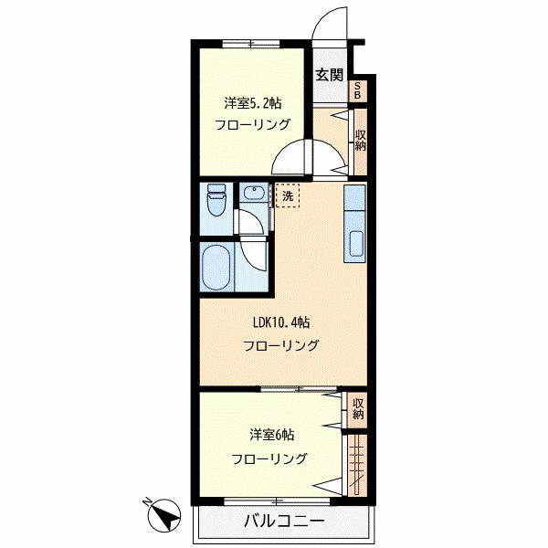 かしわファミリーコーポ 1-B号室 間取り