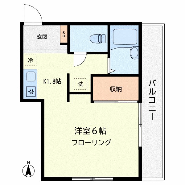 横山方 201号室 間取り