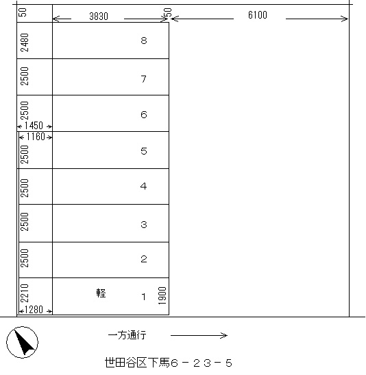 下馬６丁目２３番駐車場 01号室 間取り