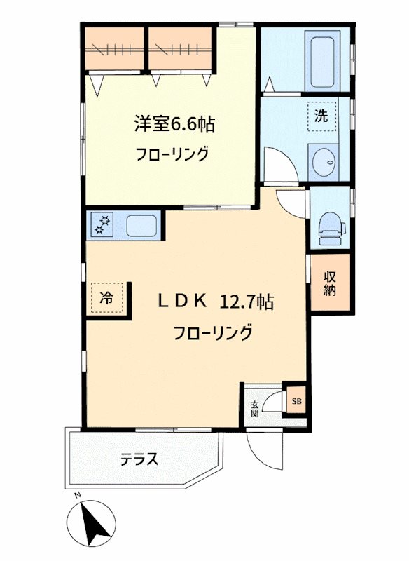 下馬フラット 1F号室 間取り
