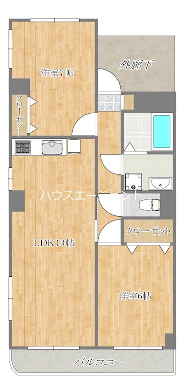 エバーグリーンサトモ 305号室 間取り