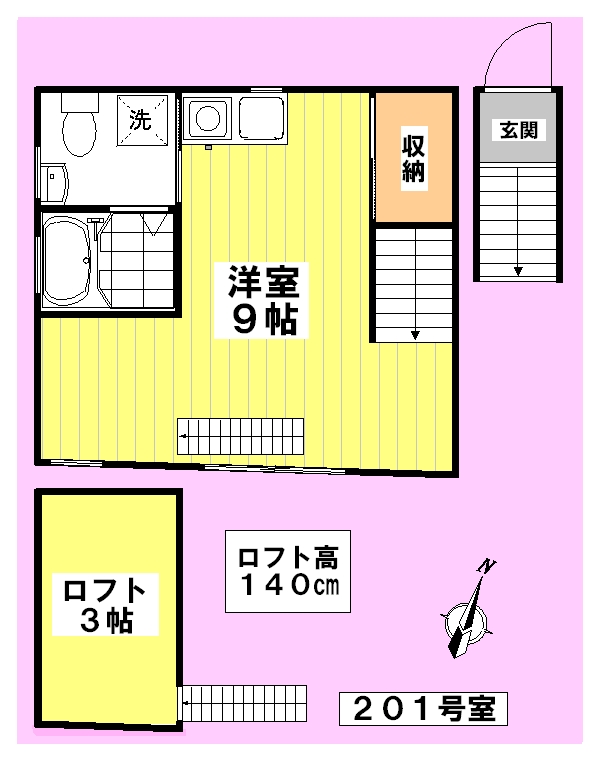 ブルックリンハイツ 201号室 間取り