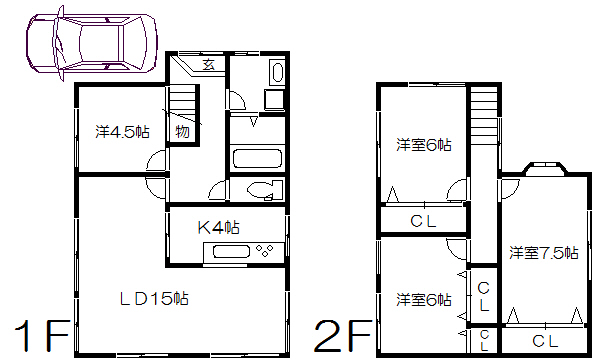 北白川仕伏町21-1貸家 間取り