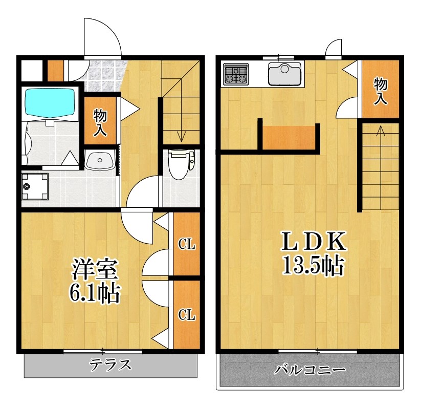 カサベルテ 106号室 間取り