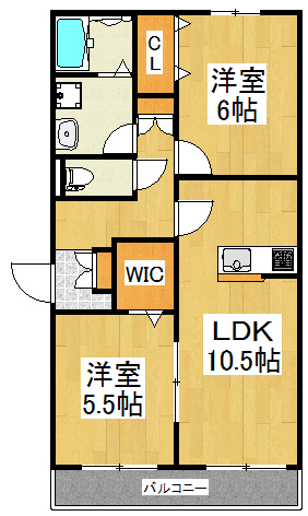 メゾンベールFuji 303号室 間取り
