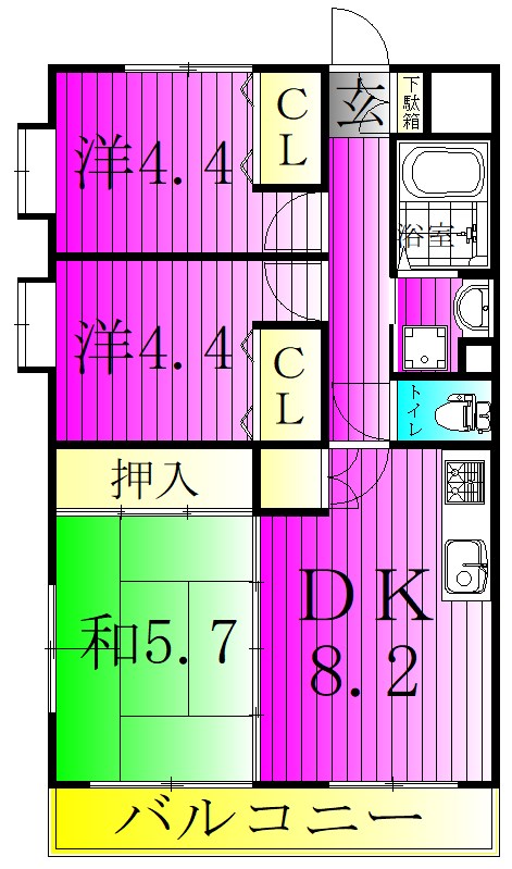 ピュアコート柏 201号室 間取り