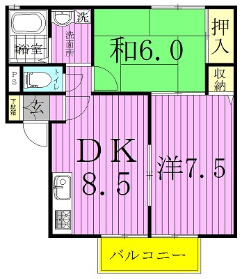 サンハイムS-B 202号室 間取り