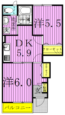 カーサボニートⅠ 104号室 間取り