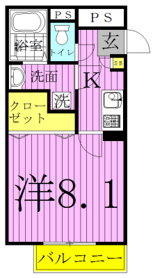 アムール右京 106号室 間取り