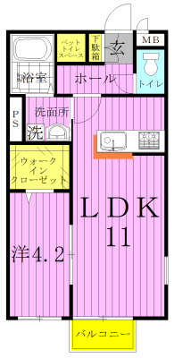 ウッドヴィレッジ 203号室 間取り