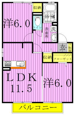 グラシューズⅡ 101号室 間取り