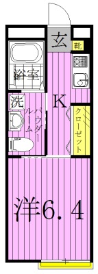 レインボー 201号室 間取り