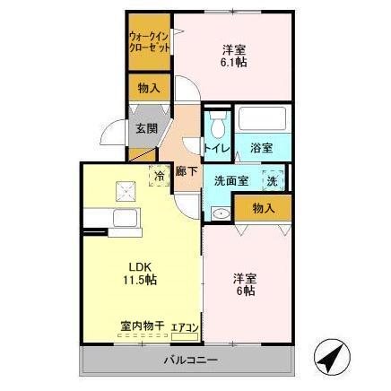 カシータⅡ 102号室 間取り