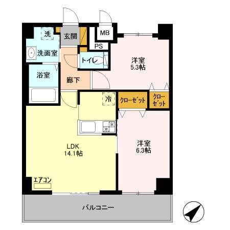 グラン・シャリオＳ 401号室 間取り