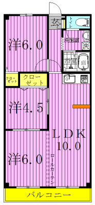 サンライフ天王台 1002号室 間取り