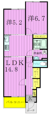 グランソレイユ 103号室 間取り