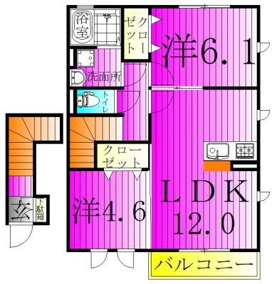 Ｏakたなか 203号室 間取り