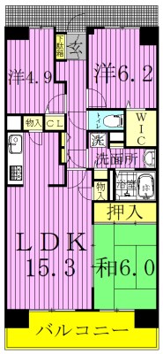 白井ロジュマン 1306号室 間取り