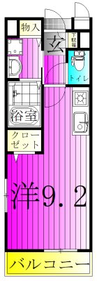 サニーサイド 107号室 間取り