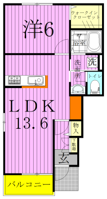 クロワッサン 101号室 間取り