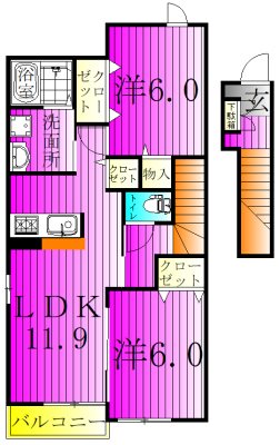 ボーベル 204号室 間取り