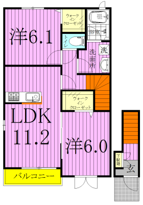 アジャート　ビブレⅠ 202号室 間取り