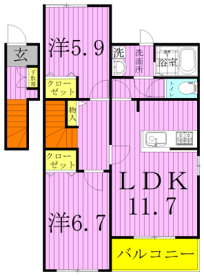 Ｂｉｒｄ・Ｖｅｒｔ～バードヴェール～ 202号室 間取り
