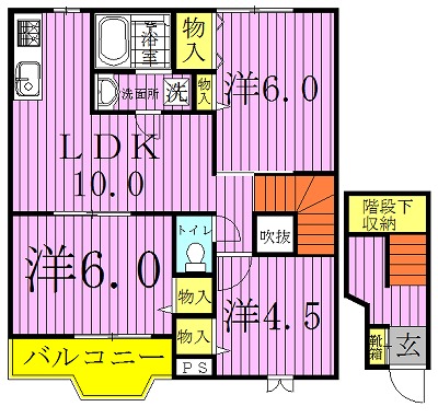 アヴニールB 202号室 間取り