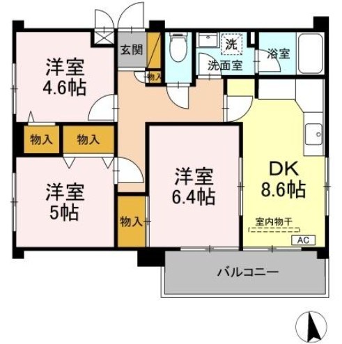グレイスフルコート２１ 402号室 間取り